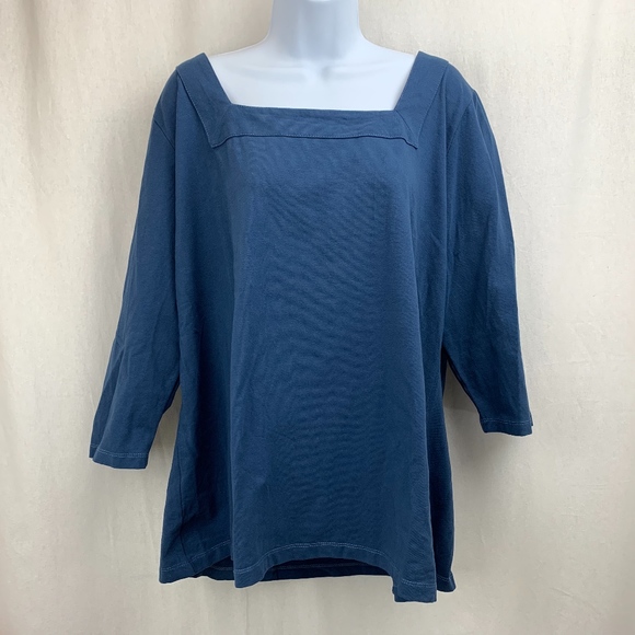 Jessica London Tops - SOLD Jessica London Blue Square Neck T Shirt